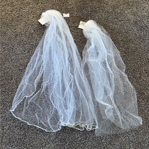 Beaded fingertip veil and blusher combo